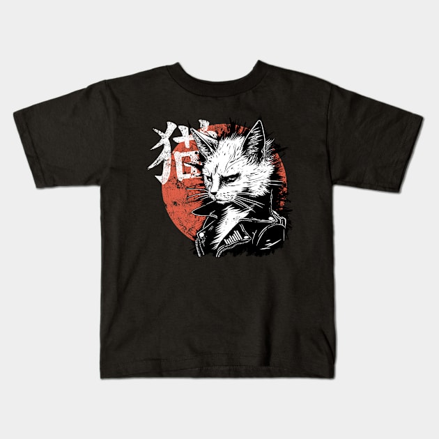 Zen Cat: Tranquility Meets Punk Kids T-Shirt by Skull Riffs & Zombie Threads